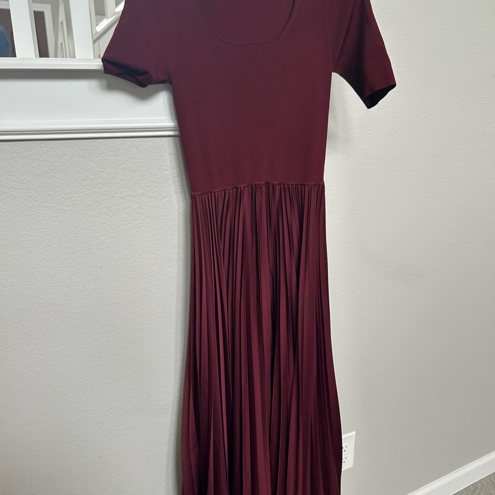 Theory Red Pleated Maxi Sundress